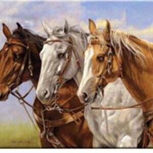 Horse Scene Cutting Board 16" wide x 12" tall Tempered Glass 017-788-C